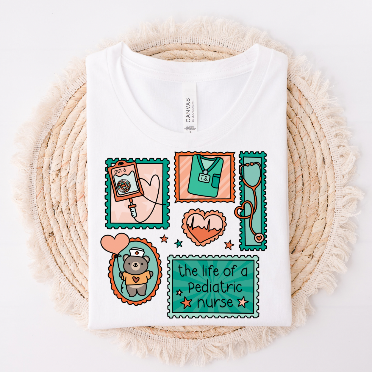 The Life of a Pediatric Nurse Cute Postage Stamps PNG JPG (Check Spelling)