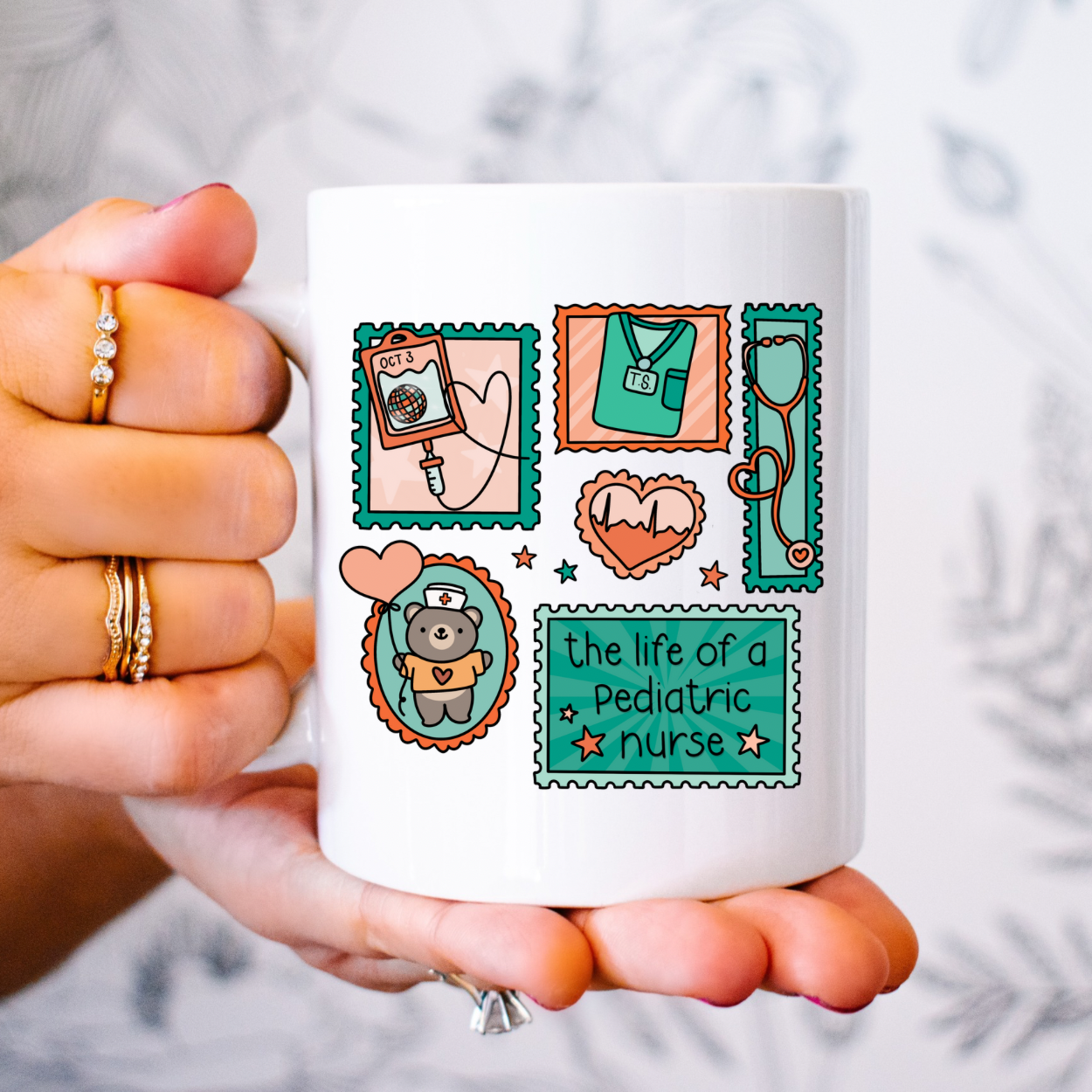 The Life of a Pediatric Nurse Cute Postage Stamps PNG JPG (Check Spelling)